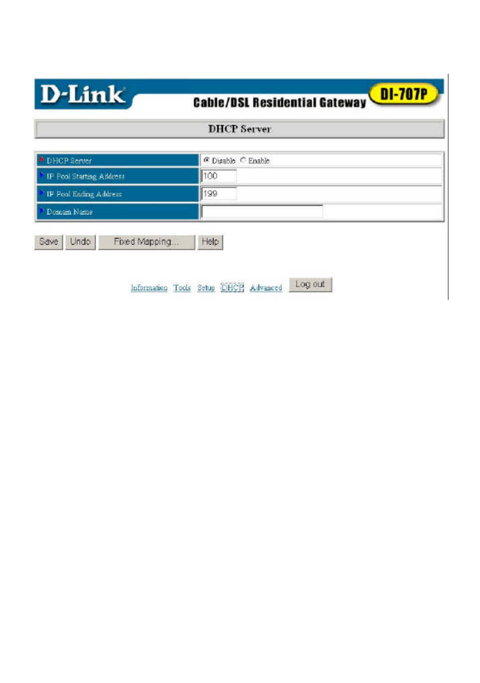 Dhcp server | D-Link DI-707P User Manual | Page 20 / 46