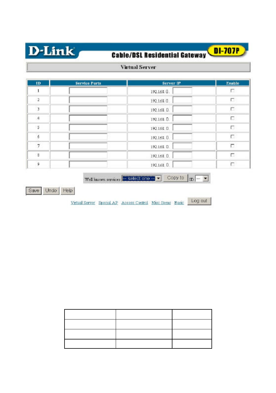 Virtual server | D-Link DI-707P User Manual | Page 21 / 46
