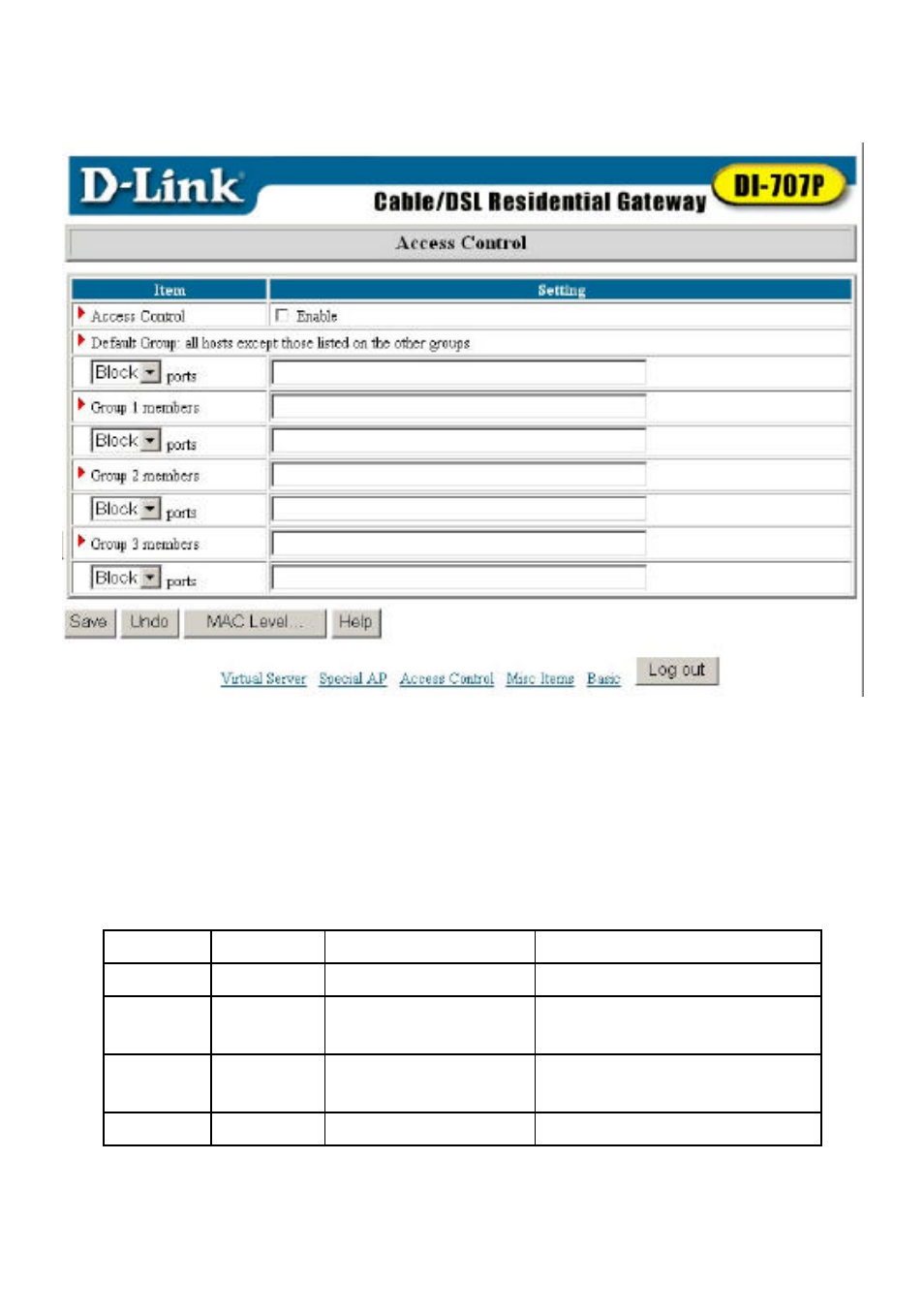 Access control | D-Link DI-707P User Manual | Page 23 / 46