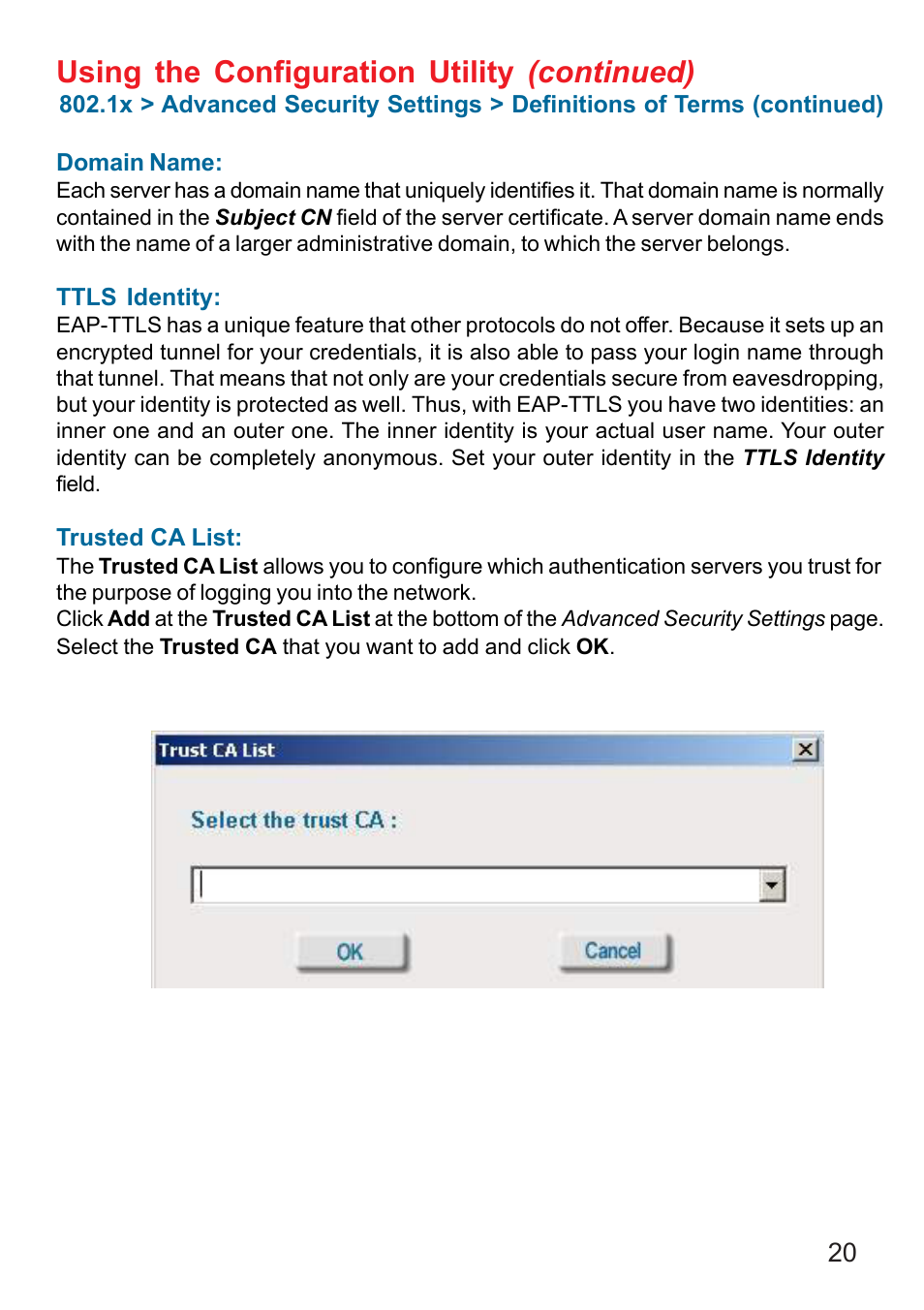 Using the configuration utility (continued) | D-Link AIR DWL-610 User Manual | Page 20 / 51