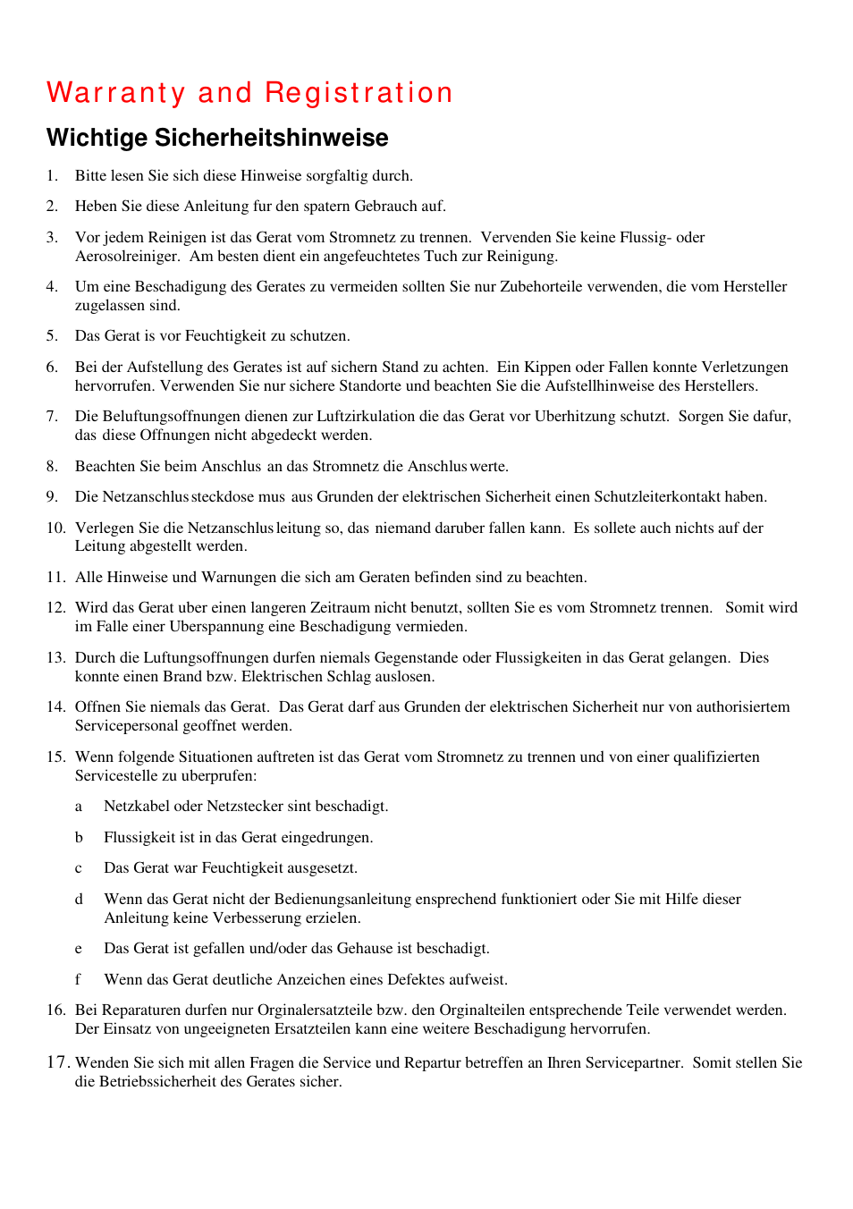 War r ant y and re gist r at ion, Wichtige sicherheitshinweise | D-Link AIR DWL-610 User Manual | Page 45 / 51