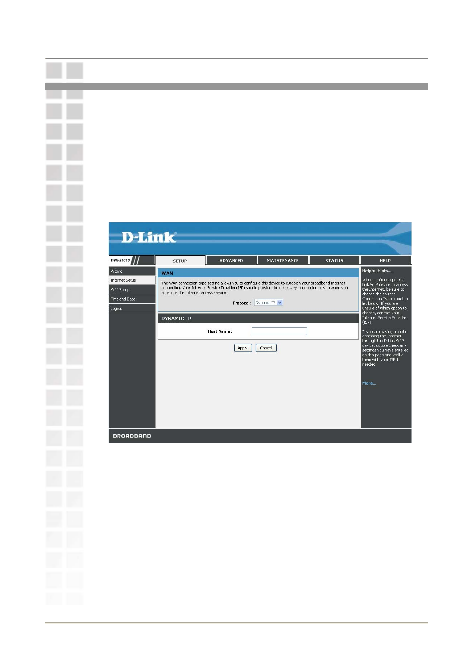 Setup, Internet setup | D-Link DVG-2101S User Manual | Page 15 / 58