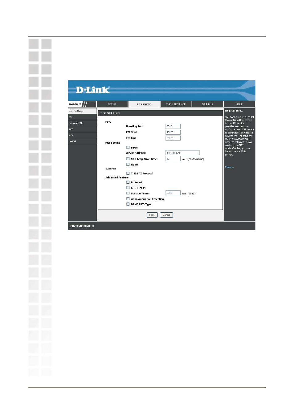 Sip setting | D-Link DVG-2101S User Manual | Page 25 / 58