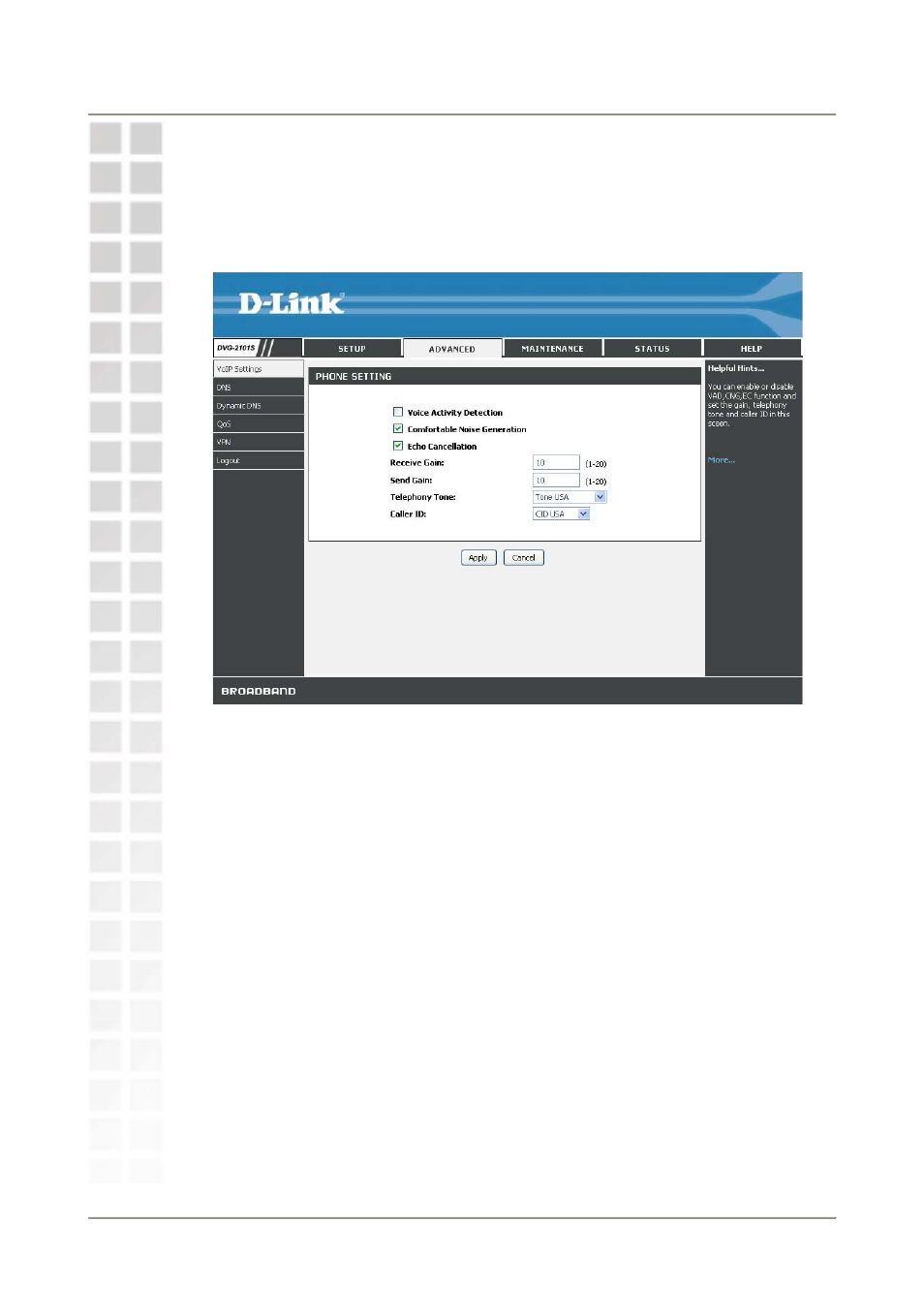 Phone setting | D-Link DVG-2101S User Manual | Page 33 / 58