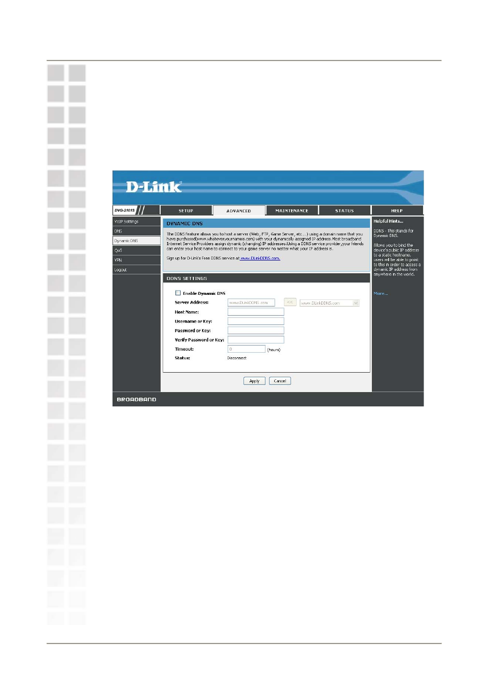 Dynamic dns | D-Link DVG-2101S User Manual | Page 35 / 58