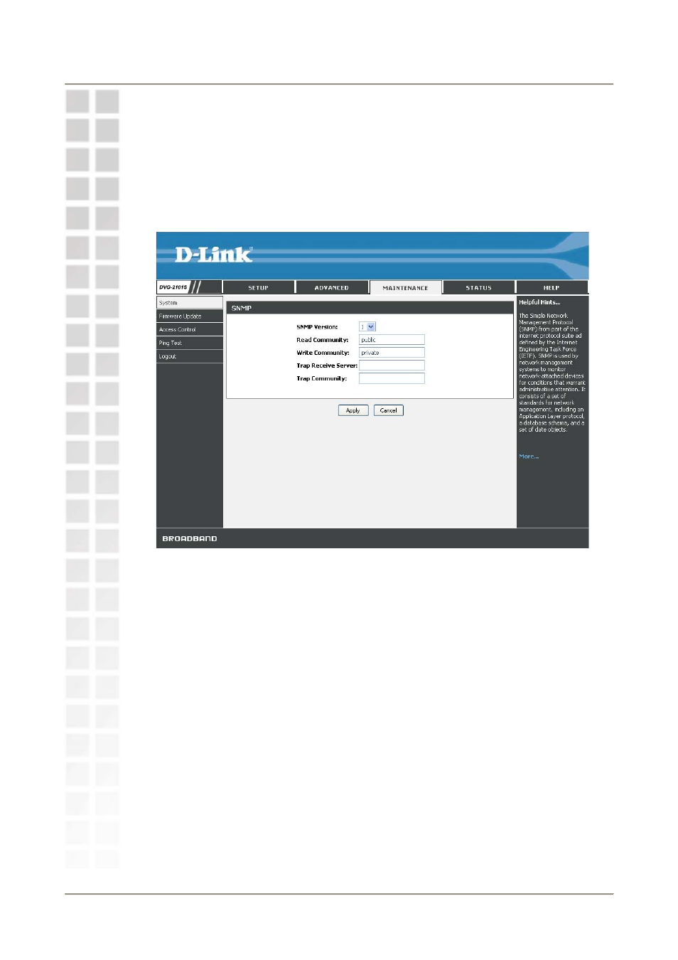 Snmp (for snmp model only) | D-Link DVG-2101S User Manual | Page 41 / 58