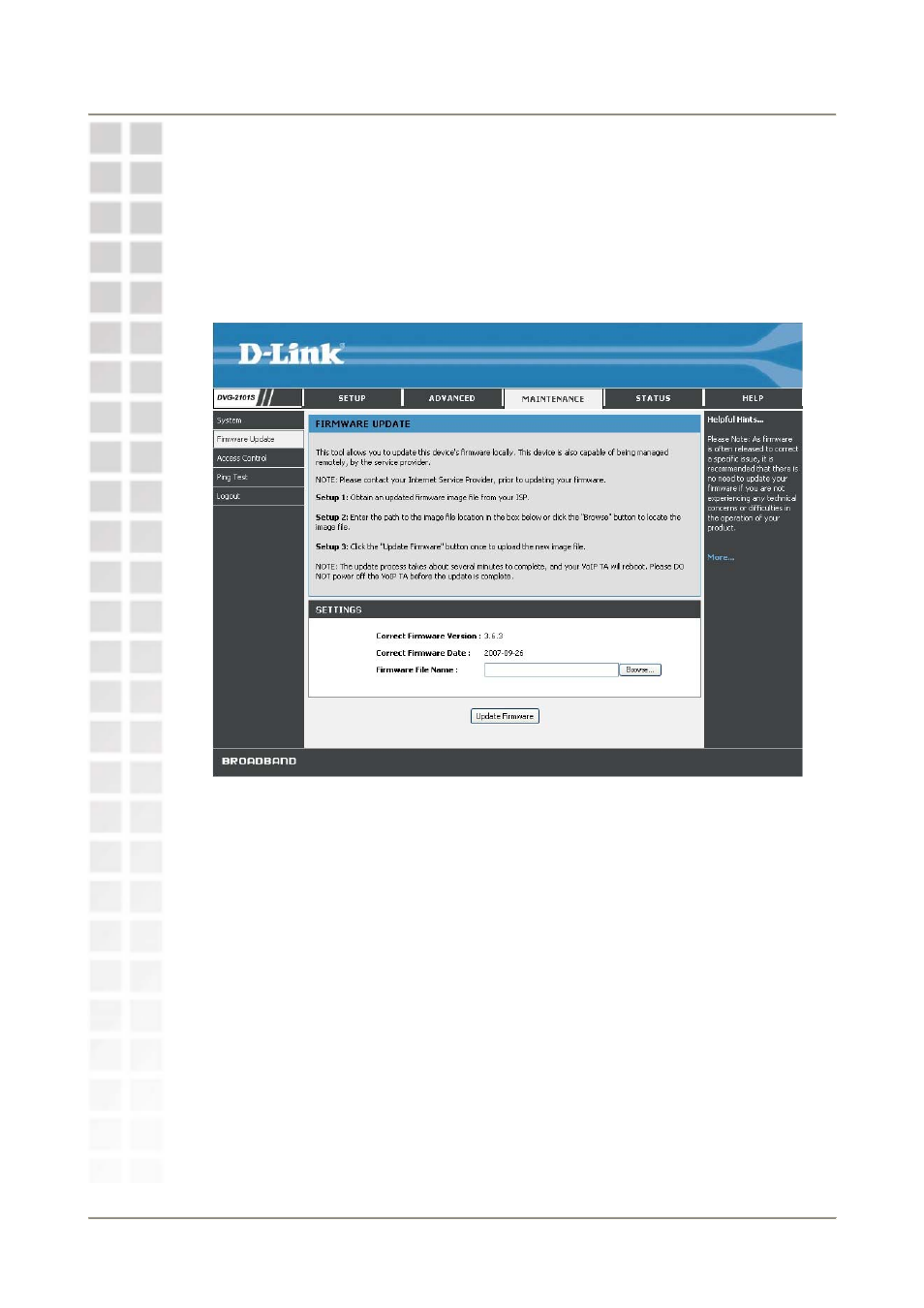Firmware update | D-Link DVG-2101S User Manual | Page 43 / 58