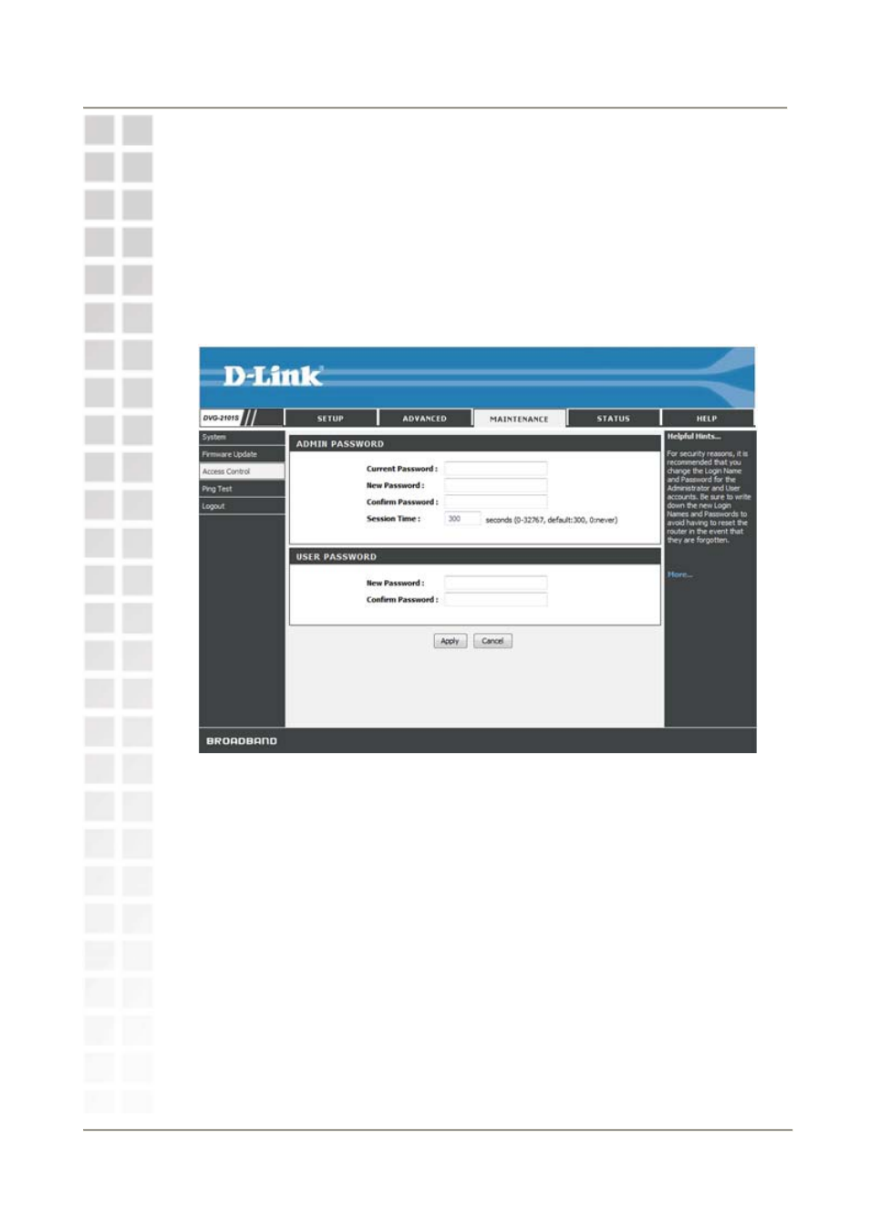 Access control | D-Link DVG-2101S User Manual | Page 44 / 58