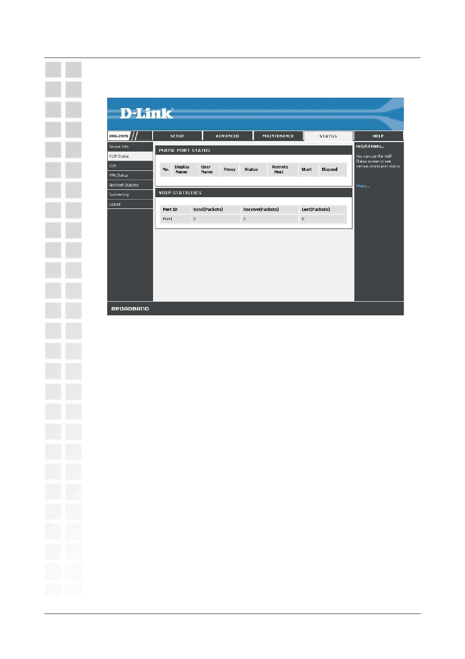 Voip status | D-Link DVG-2101S User Manual | Page 47 / 58