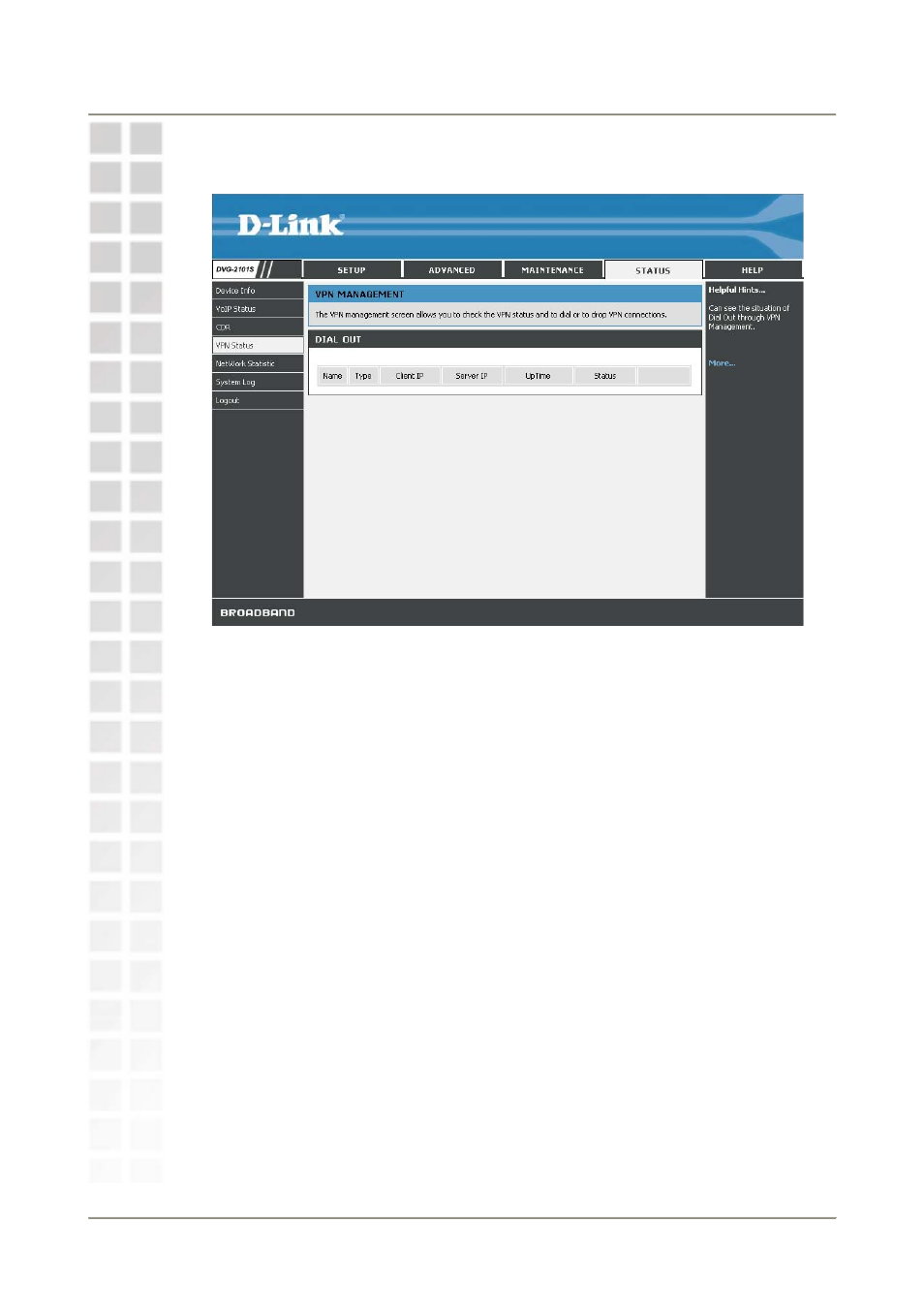 Vpn status | D-Link DVG-2101S User Manual | Page 49 / 58