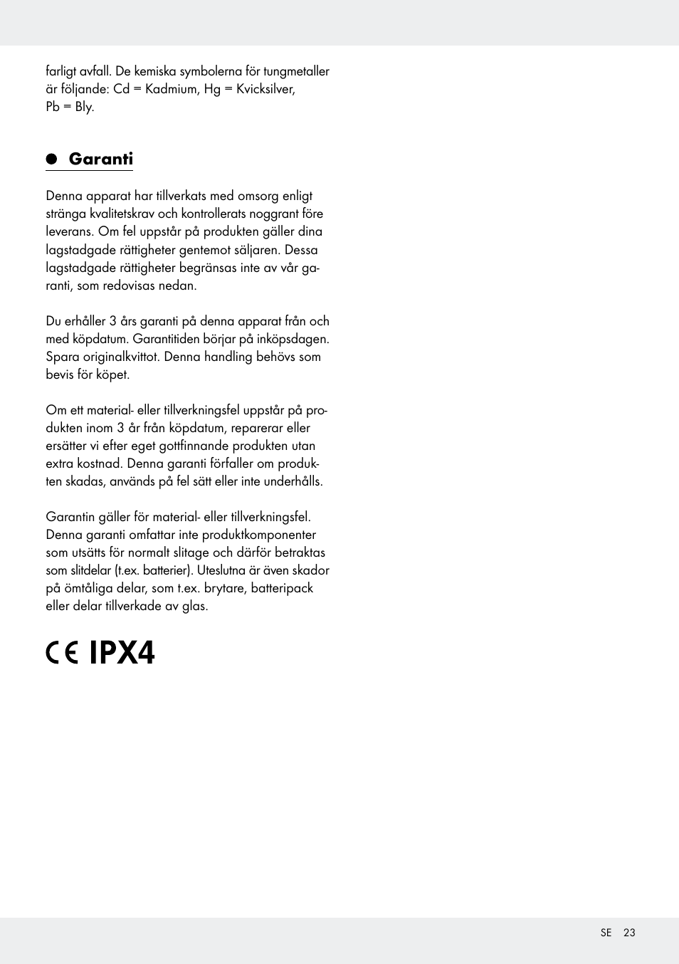 Garanti | Livarno Z31171 User Manual | Page 23 / 55