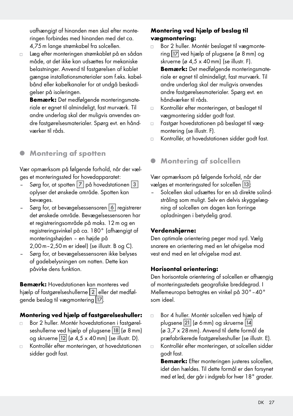 Montering af spotten, Montering af solcellen | Livarno Z31171 User Manual | Page 27 / 55