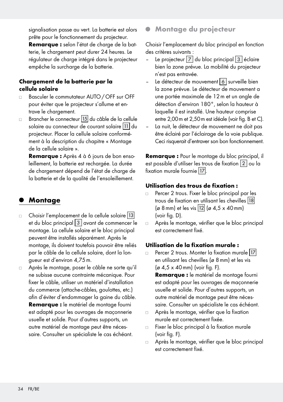 Montage, Montage du projecteur | Livarno Z31171 User Manual | Page 34 / 55