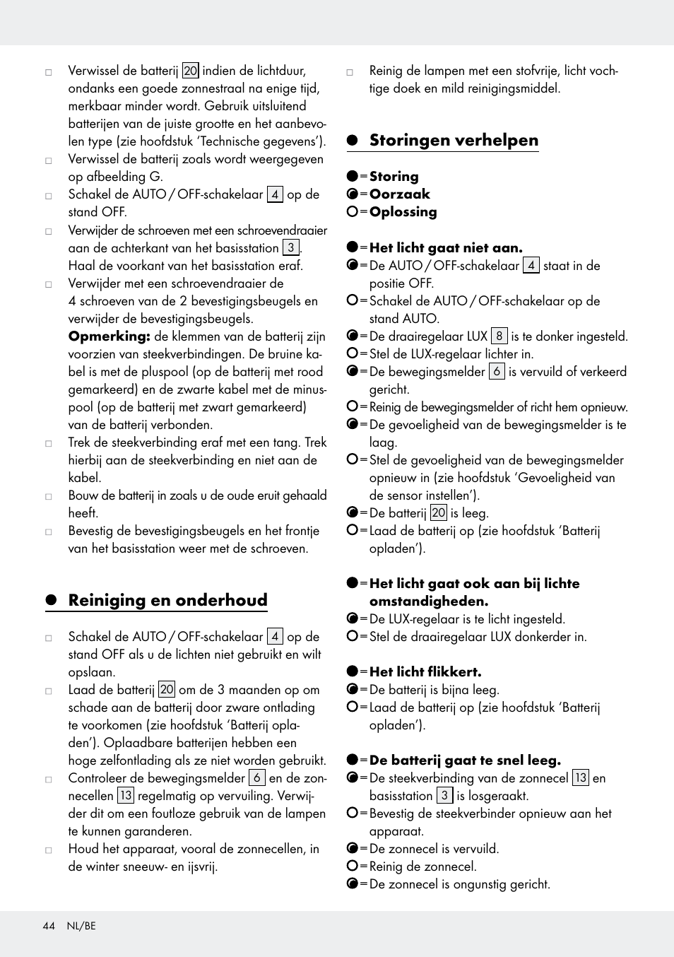 Reiniging en onderhoud, Storingen verhelpen | Livarno Z31171 User Manual | Page 44 / 55