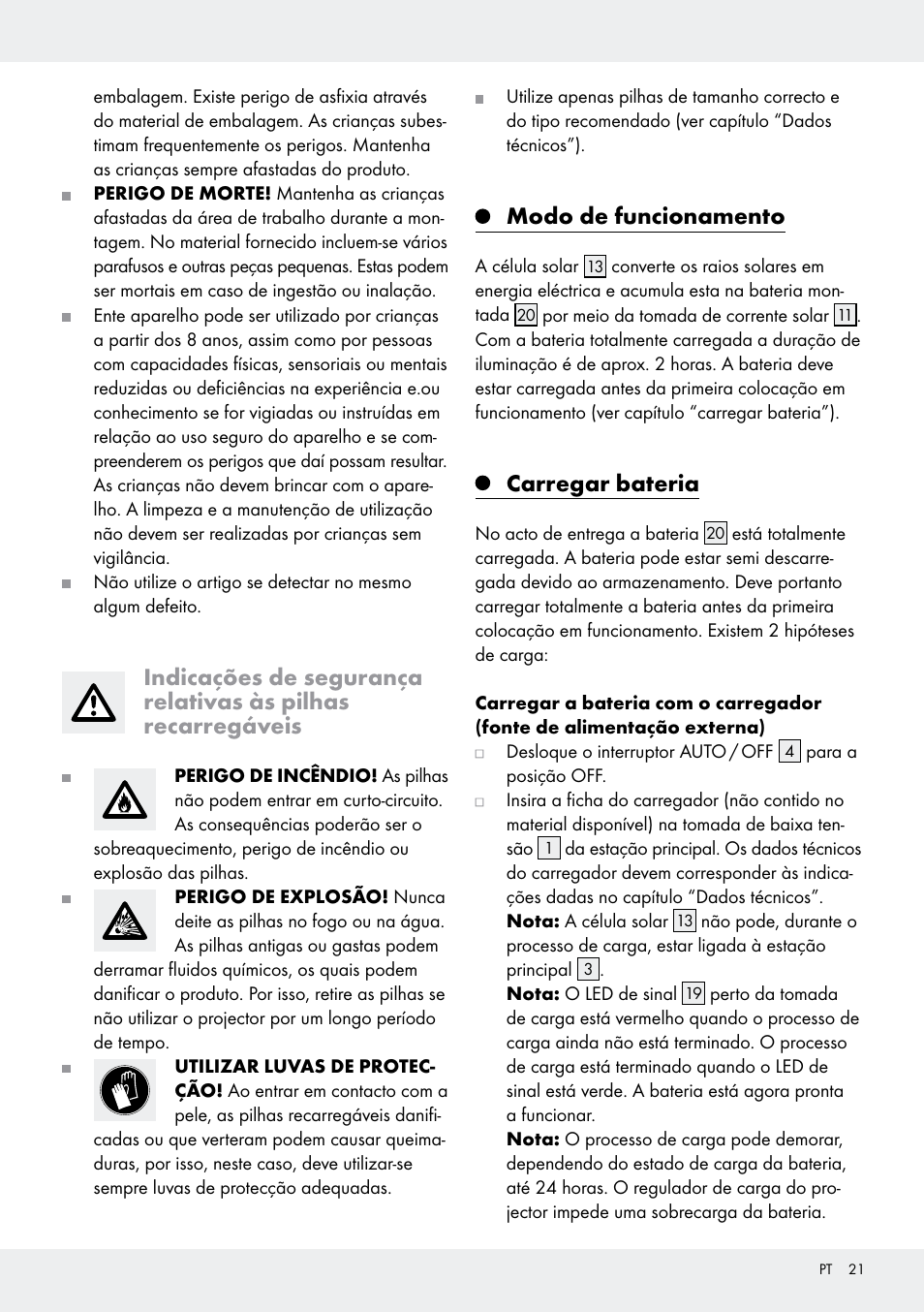 Modo de funcionamento, Carregar bateria | Livarno Z31171 User Manual | Page 21 / 43