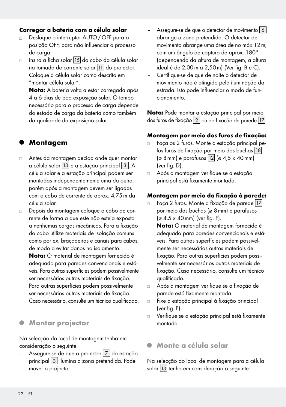 Montagem, Montar projector, Monte a célula solar | Livarno Z31171 User Manual | Page 22 / 43