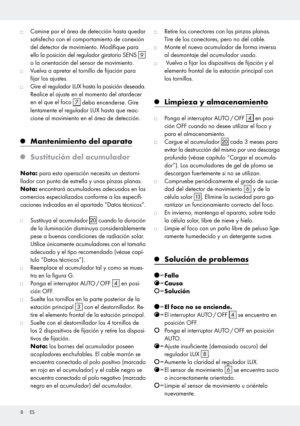 Limpieza y almacenamiento, Solución de problemas | Livarno Z31171 User Manual | Page 8 / 43