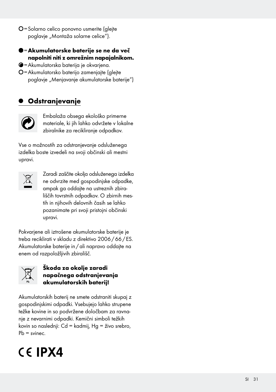 Odstranjevanje | Livarno Z31171 User Manual | Page 31 / 56