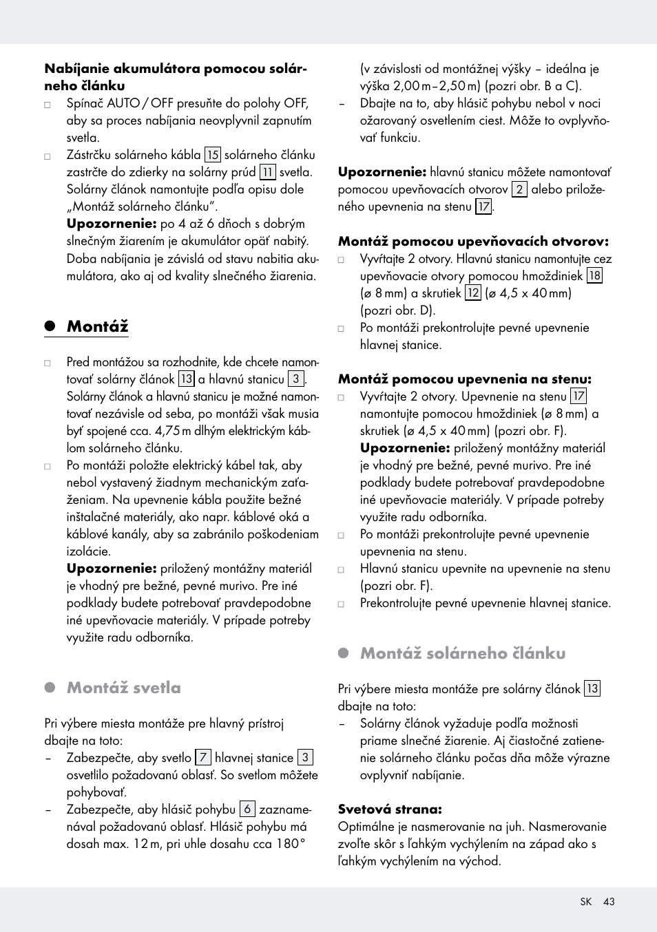 Montáž, Montáž svetla, Montáž solárneho článku | Livarno Z31171 User Manual | Page 43 / 56