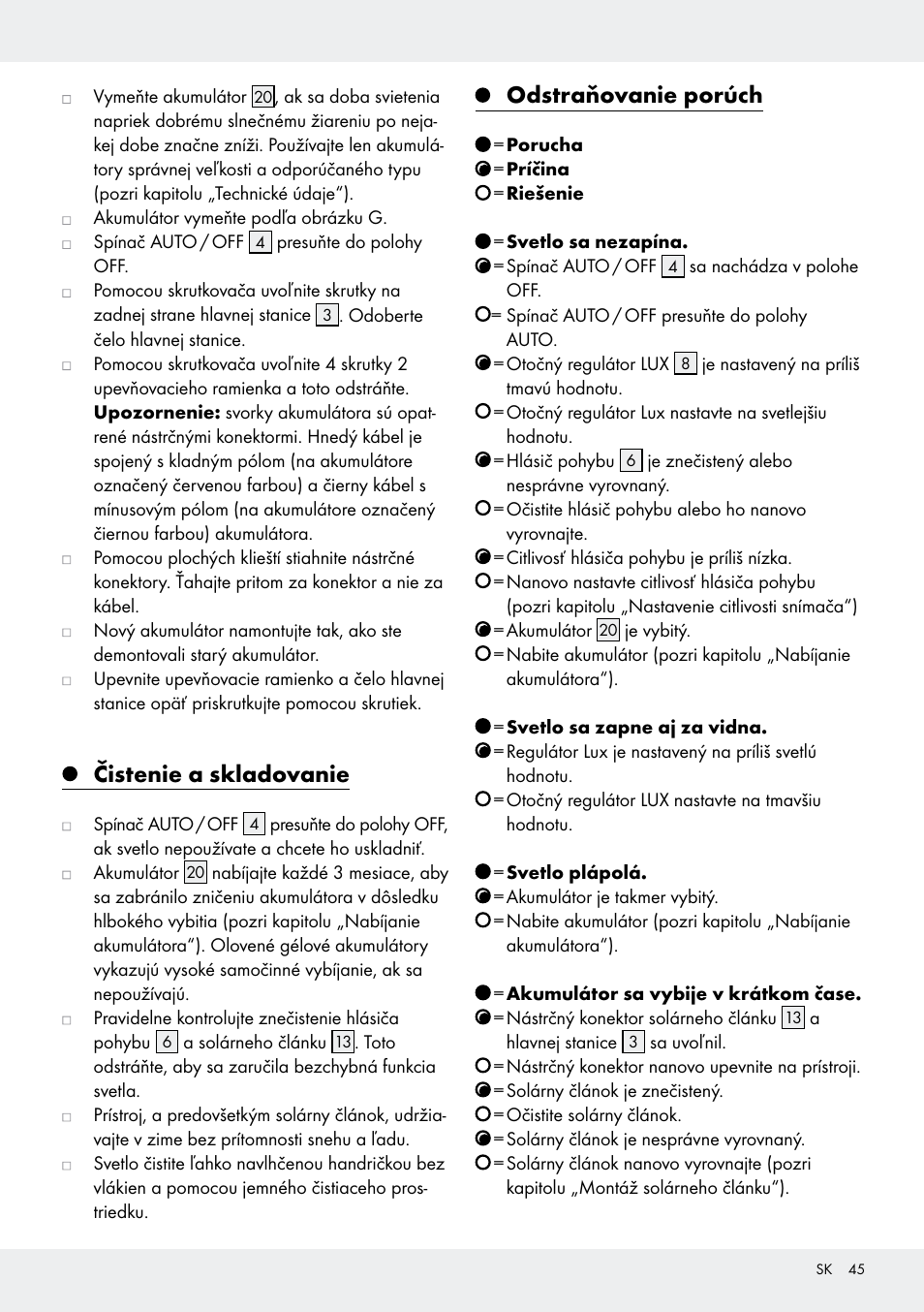 Čistenie a skladovanie, Odstraňovanie porúch | Livarno Z31171 User Manual | Page 45 / 56