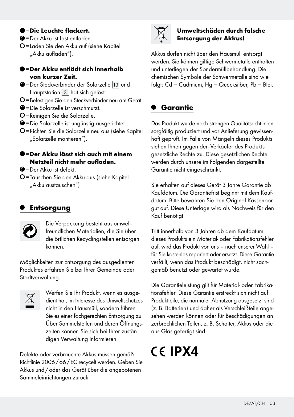 Entsorgung, Garantie | Livarno Z31171 User Manual | Page 53 / 56