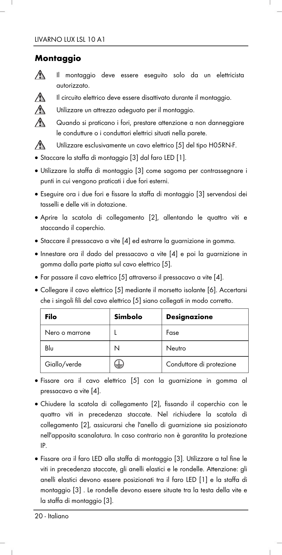 Montaggio | Livarno LSL 10 A1 User Manual | Page 22 / 32