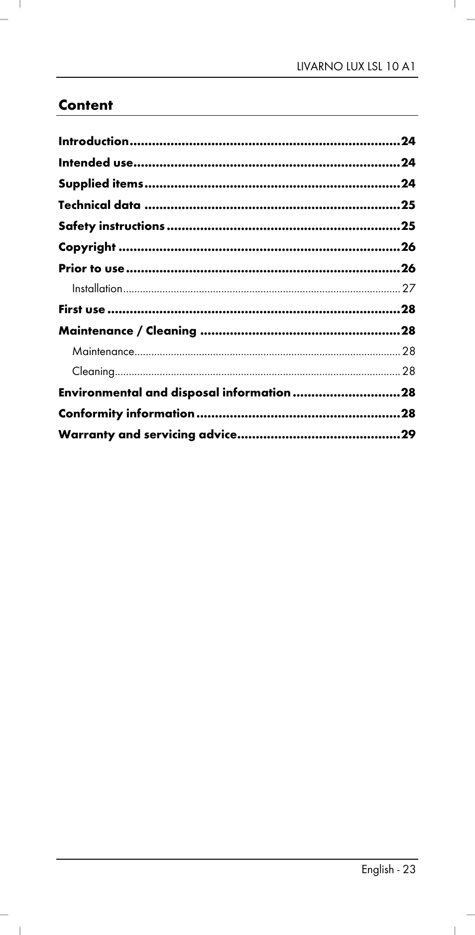 Livarno LSL 10 A1 User Manual | Page 25 / 32