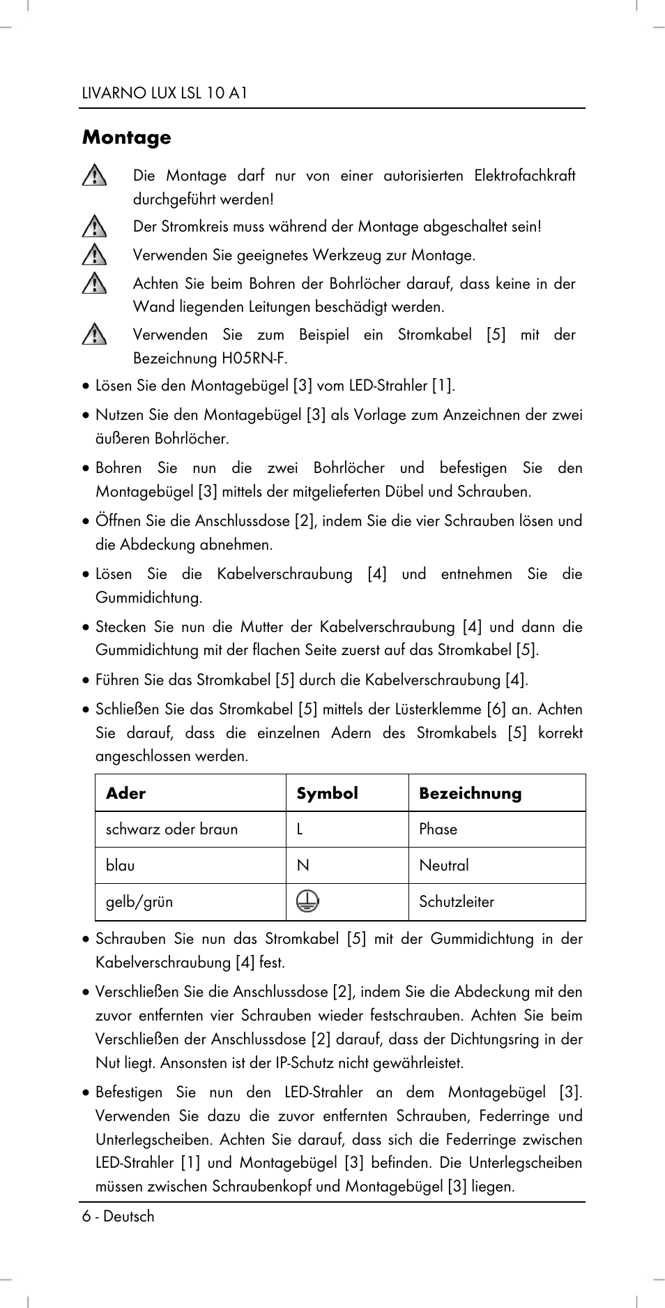 Montage | Livarno LSL 10 A1 User Manual | Page 8 / 32