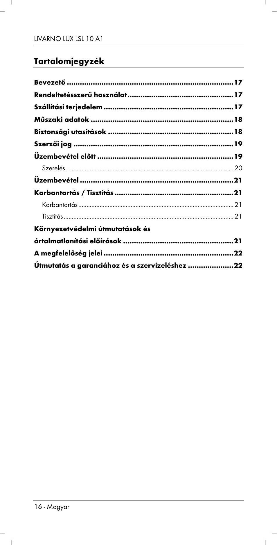 Livarno LSL 10 A1 User Manual | Page 18 / 46