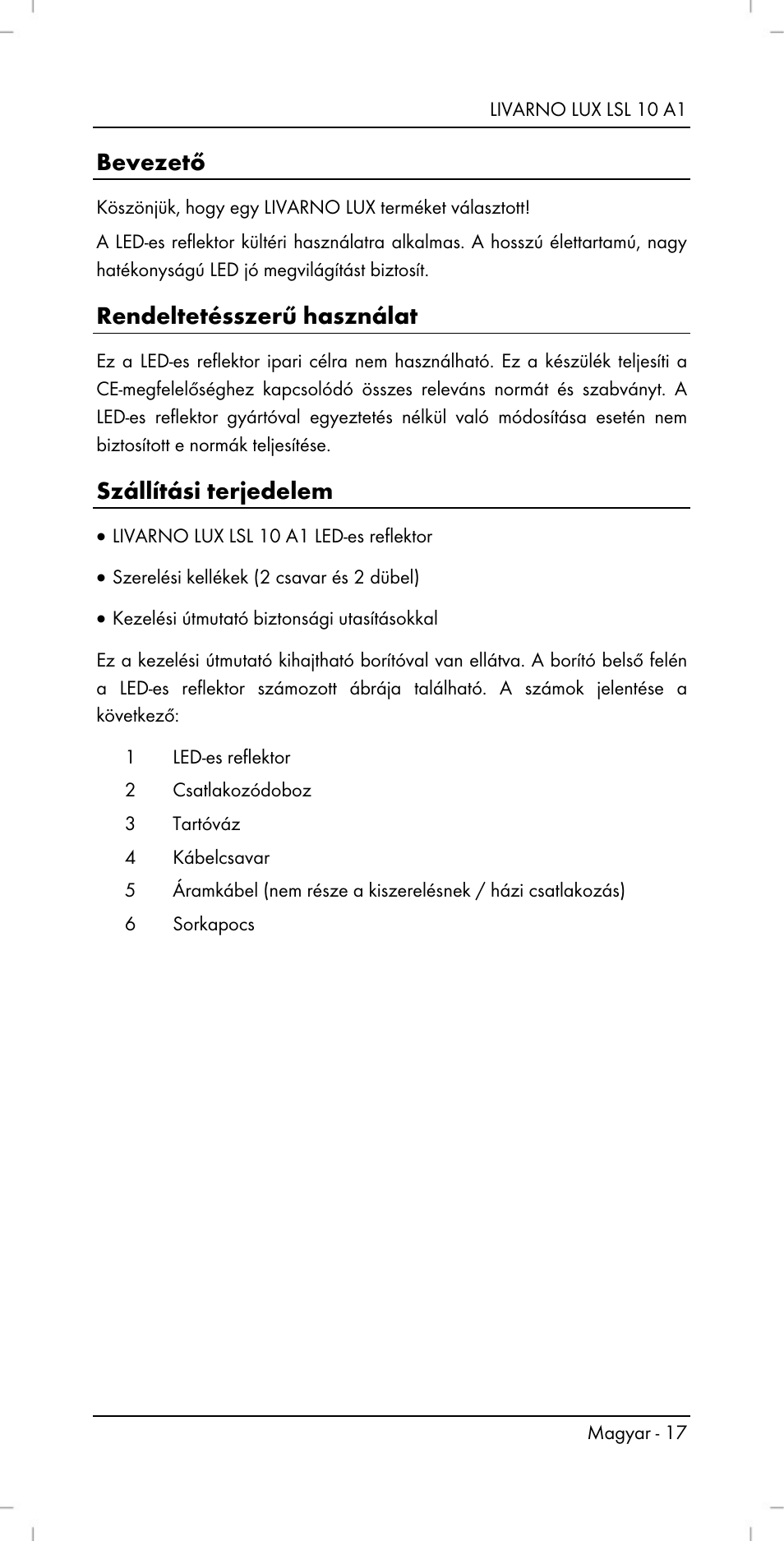 Bevezető, Rendeltetésszerű használat, Szállítási terjedelem | Livarno LSL 10 A1 User Manual | Page 19 / 46