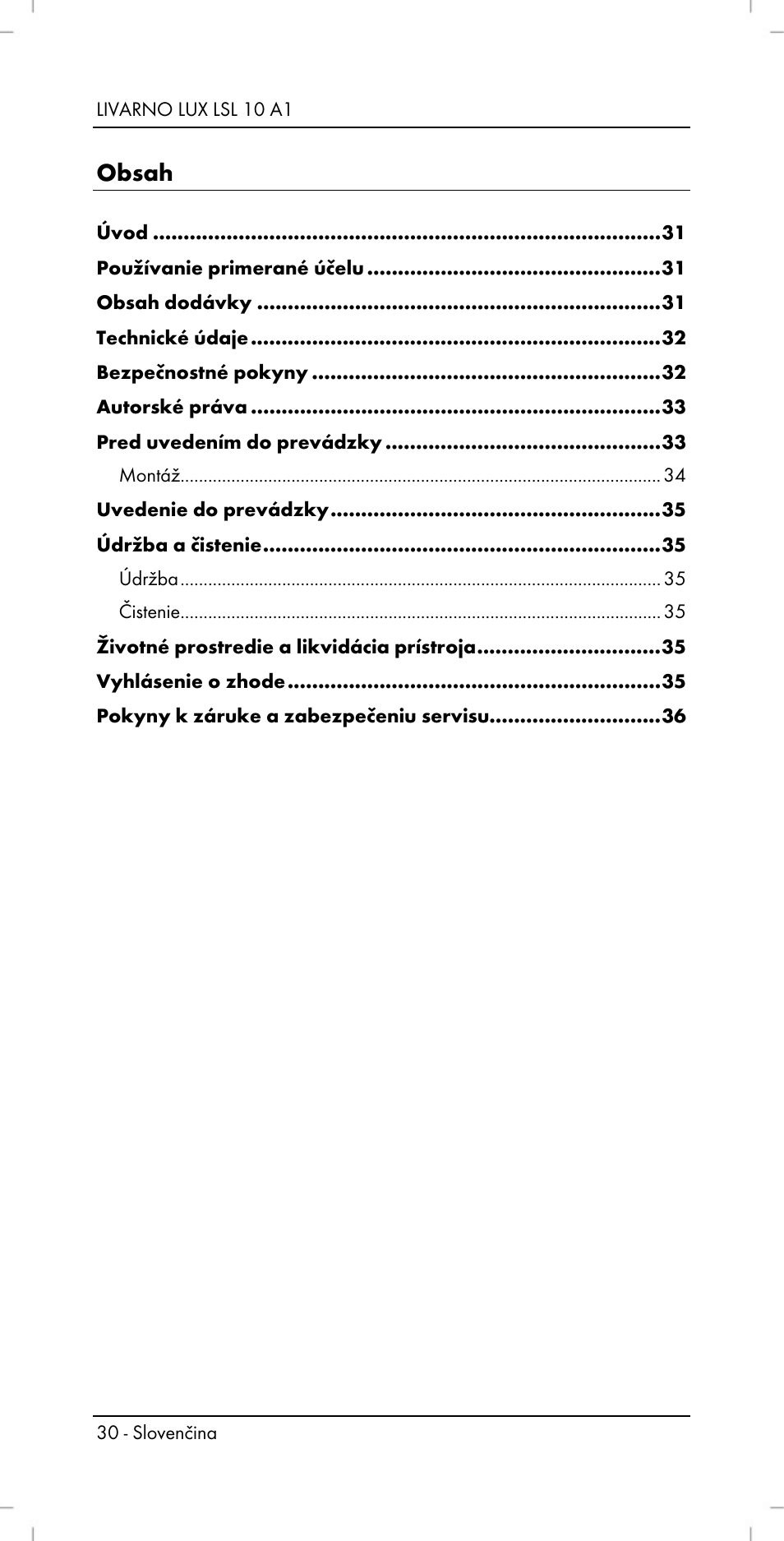 Livarno LSL 10 A1 User Manual | Page 32 / 46