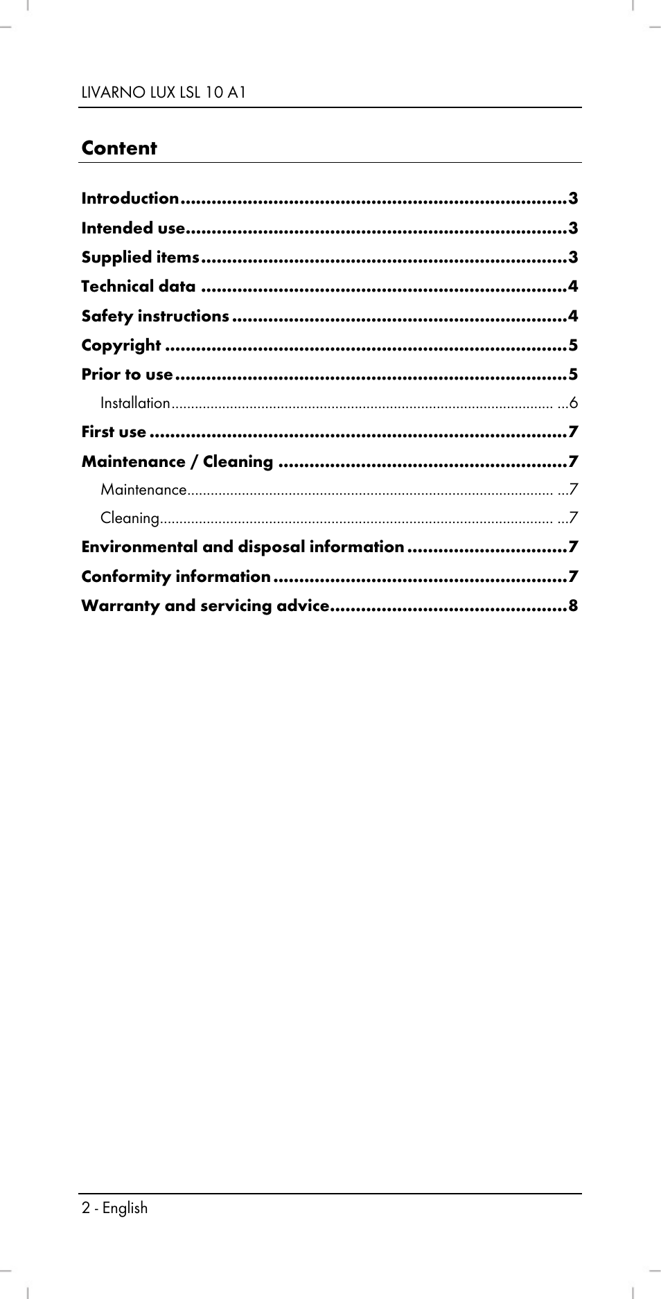 Livarno LSL 10 A1 User Manual | Page 4 / 46