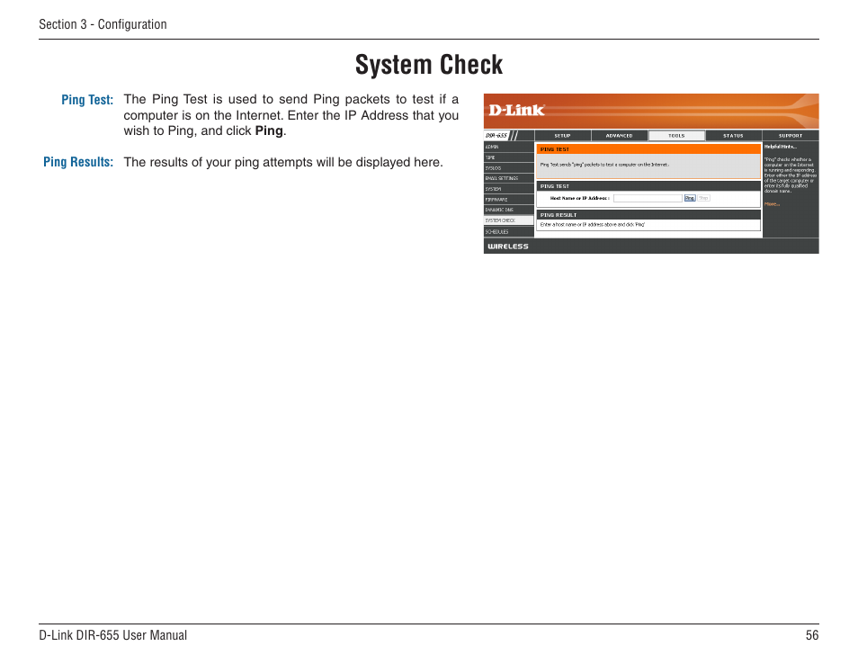 System check | D-Link DIR-655 User Manual | Page 56 / 96