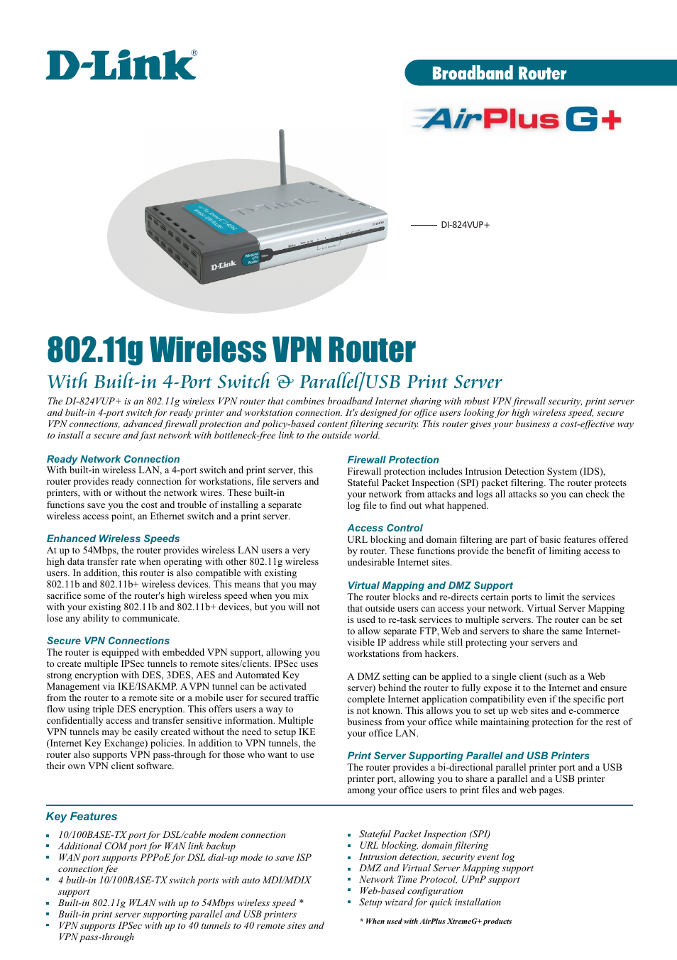 D-Link DI-824VUP+ User Manual | 3 pages