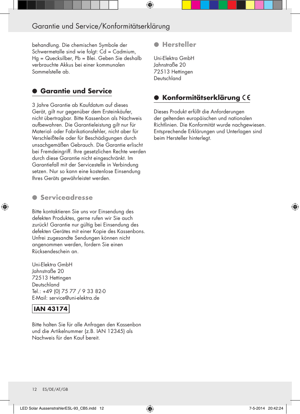 Garantie und service/konformitätserklärung | Livarno 10240 User Manual | Page 11 / 17