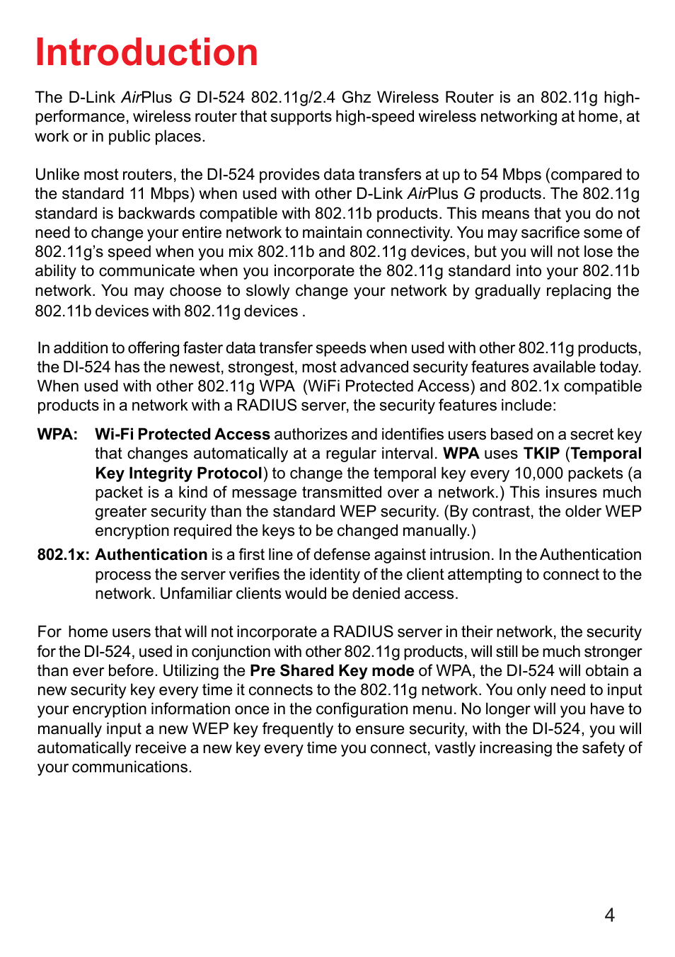 Introduction | D-Link DI-524 User Manual | Page 4 / 95