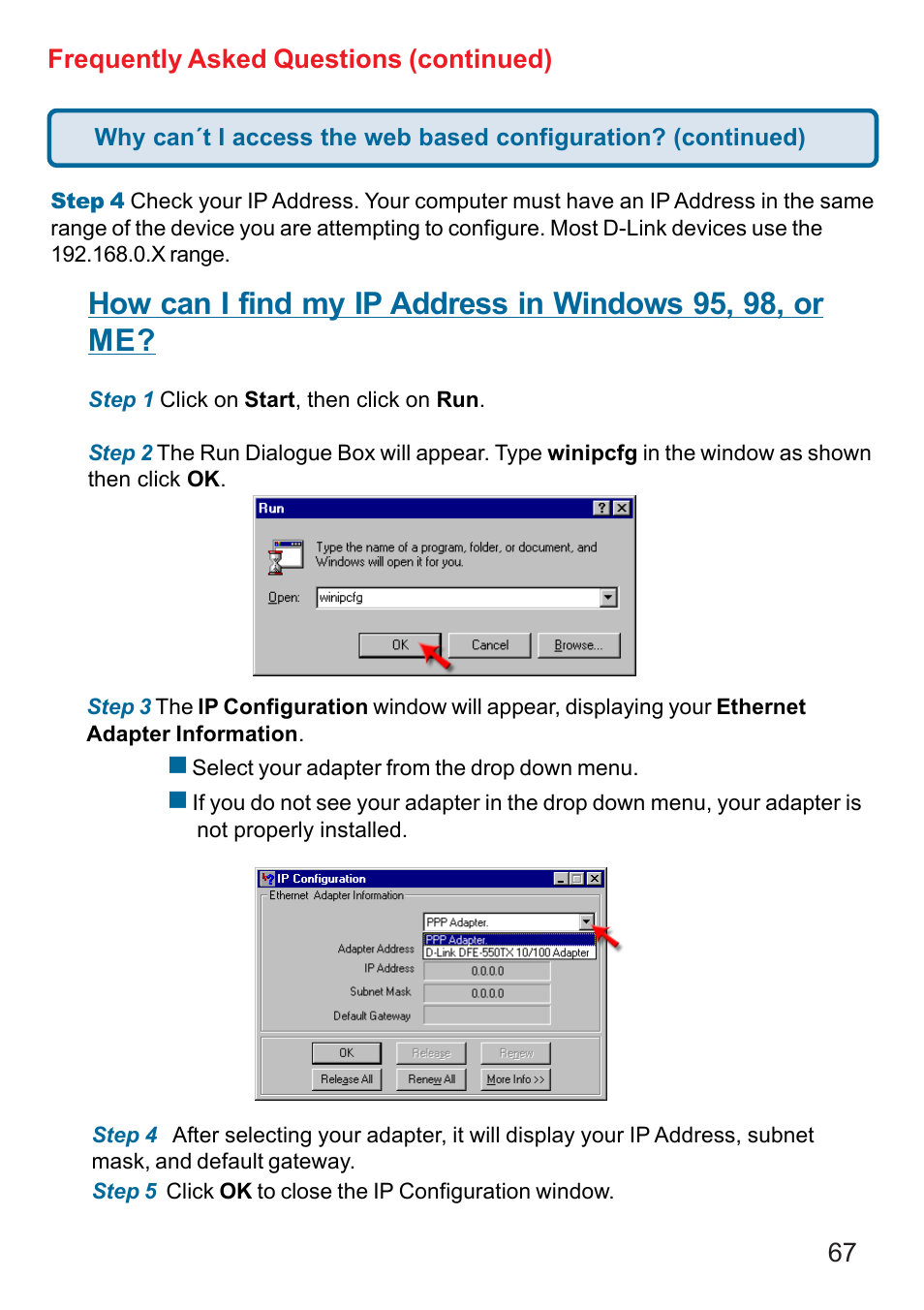 67 frequently asked questions (continued) | D-Link DI-524 User Manual | Page 67 / 95