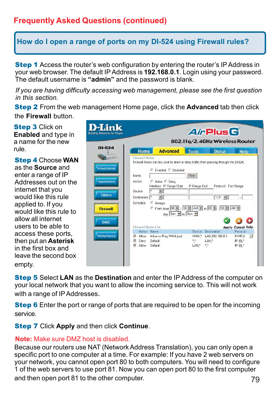 79 frequently asked questions (continued) | D-Link DI-524 User Manual | Page 79 / 95