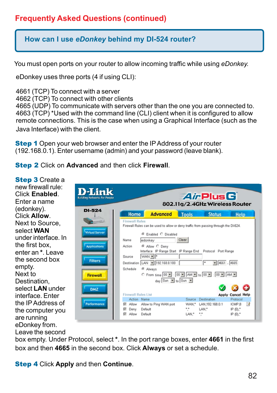 Frequently asked questions (continued) | D-Link DI-524 User Manual | Page 82 / 95