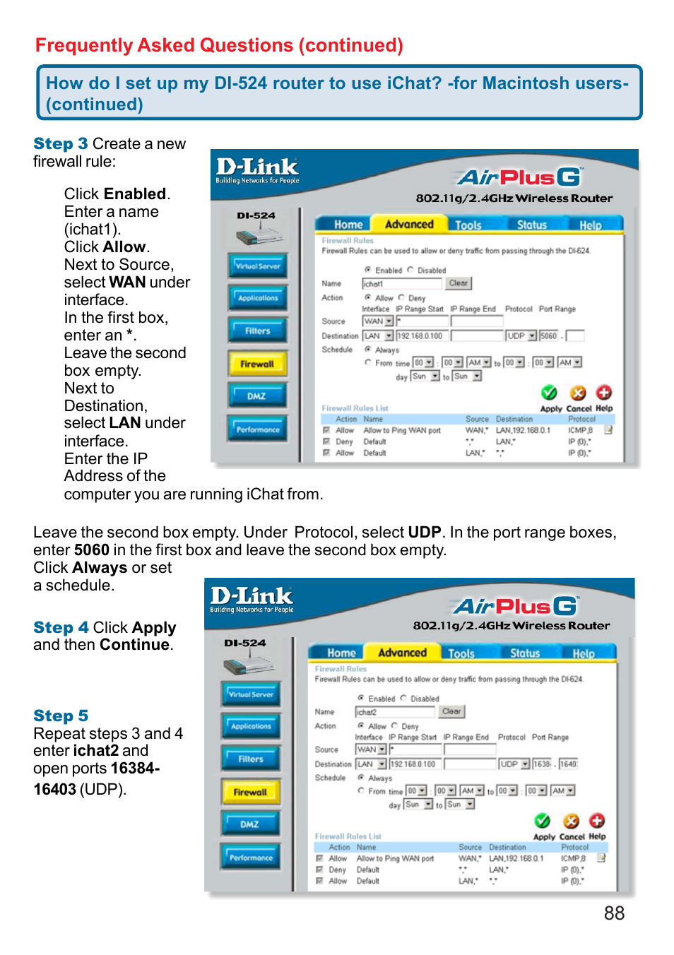 88 frequently asked questions (continued) | D-Link DI-524 User Manual | Page 88 / 95