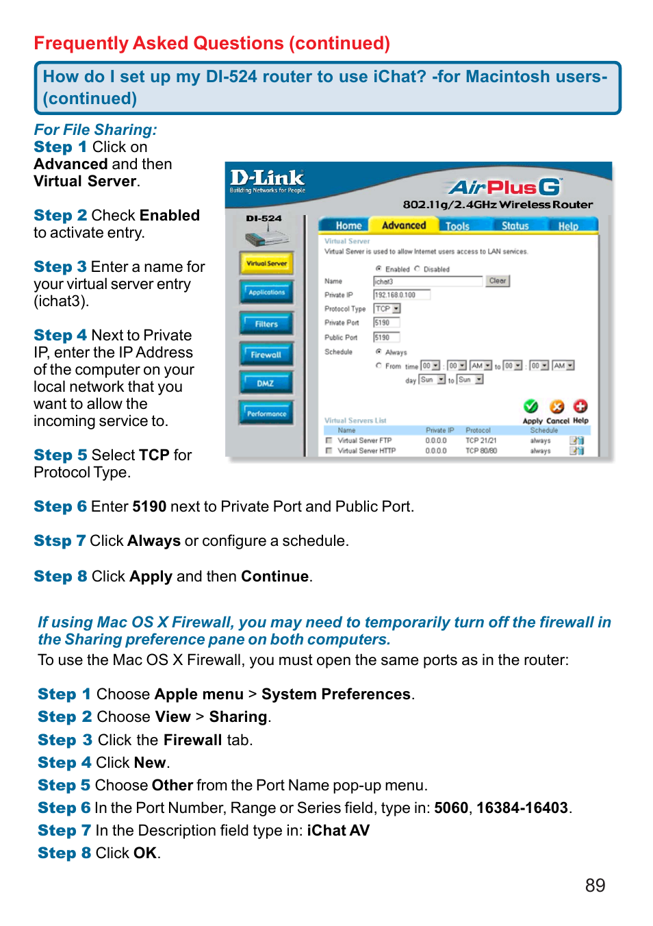 89 frequently asked questions (continued) | D-Link DI-524 User Manual | Page 89 / 95