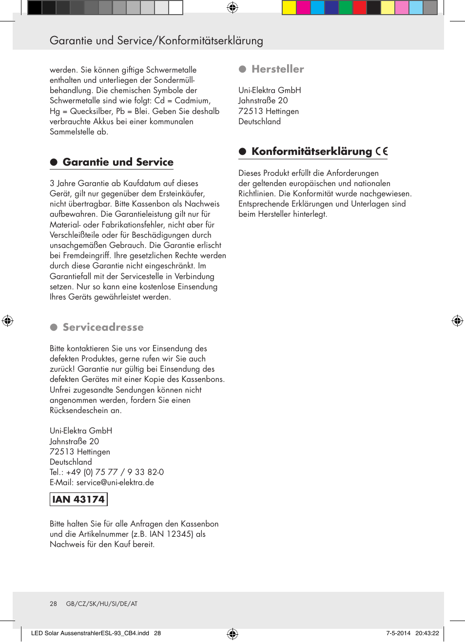 Garantie und service/konformitätserklärung | Livarno 10240 User Manual | Page 27 / 30