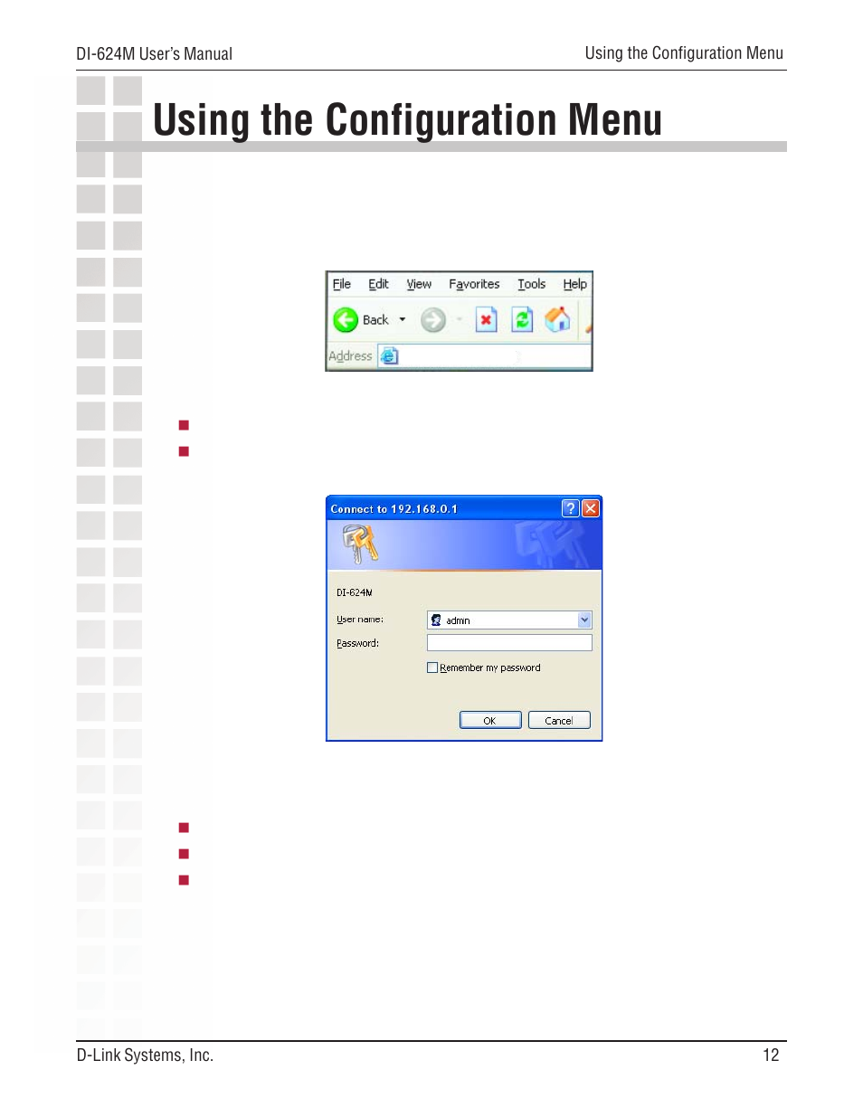 Using the configuration menu | D-Link DI-624M User Manual | Page 12 / 104