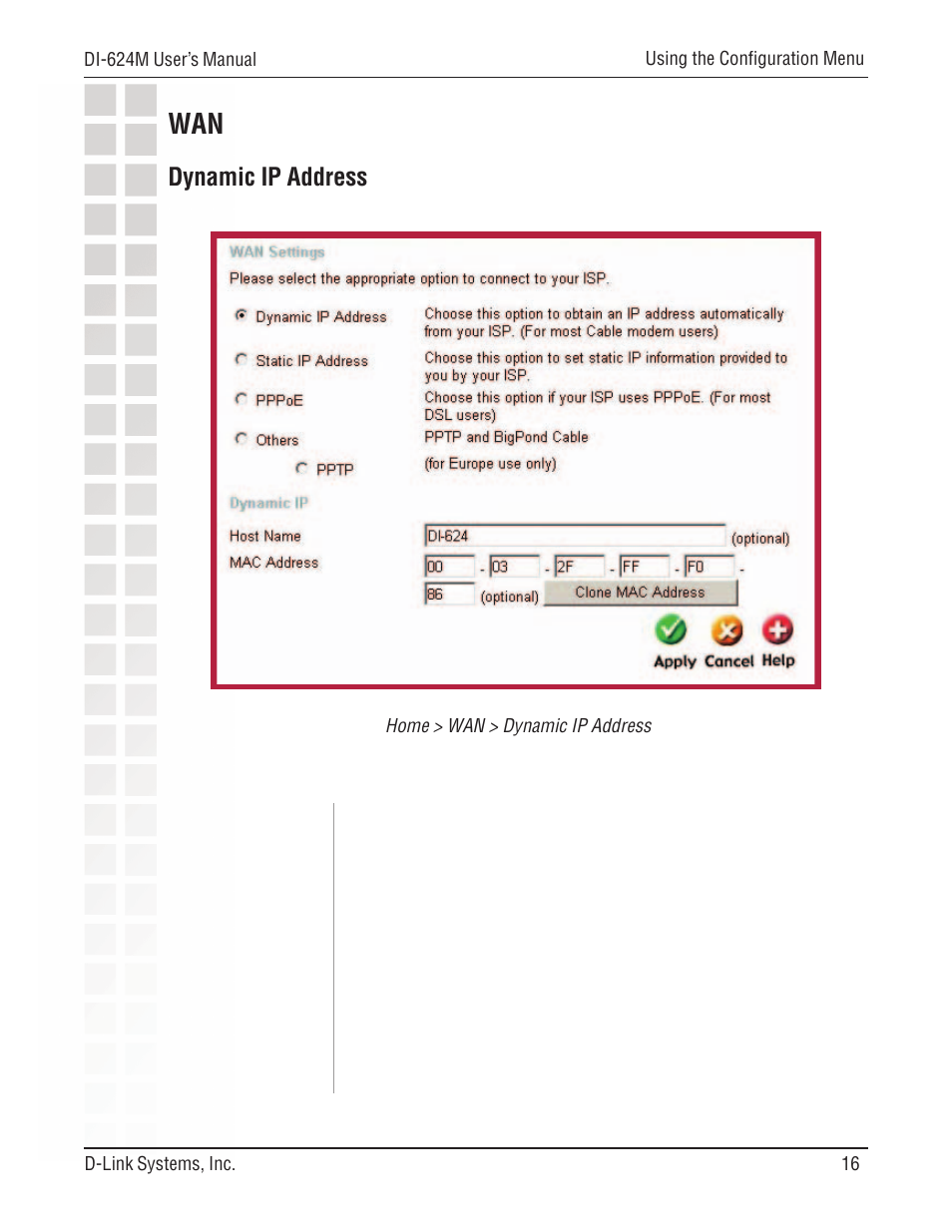 Dynamic ip address | D-Link DI-624M User Manual | Page 16 / 104