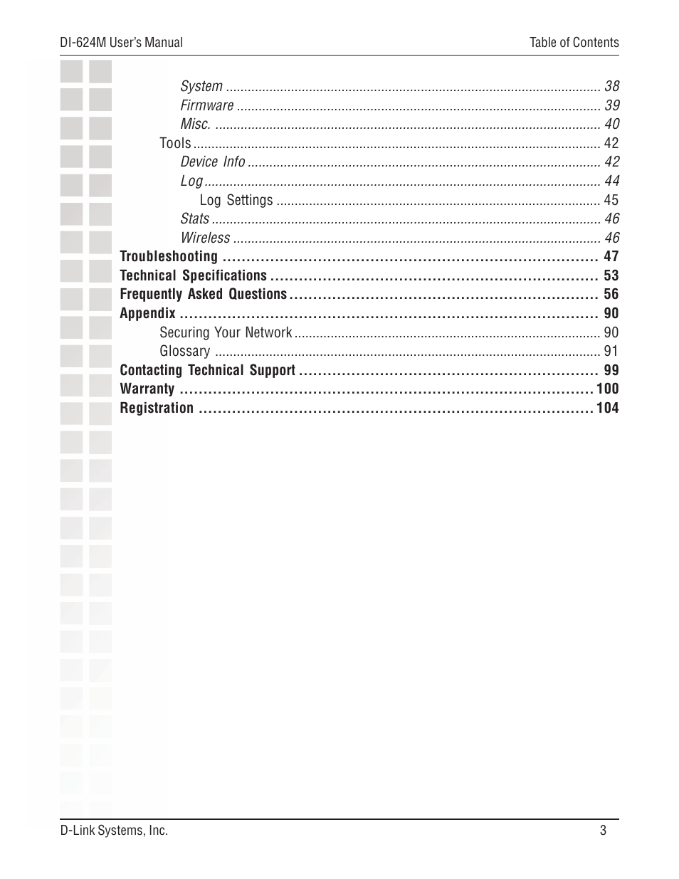 D-Link DI-624M User Manual | Page 3 / 104