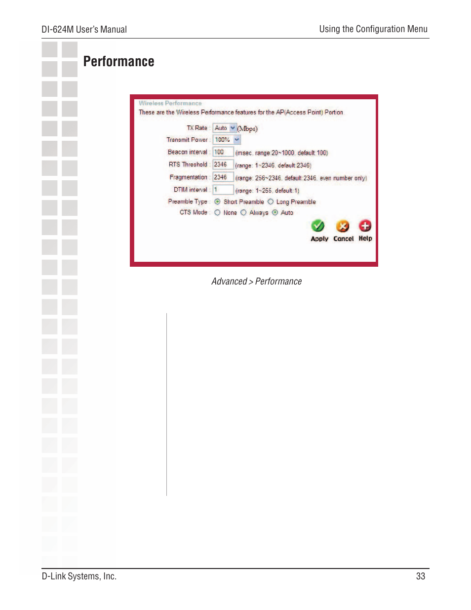 Performance | D-Link DI-624M User Manual | Page 33 / 104