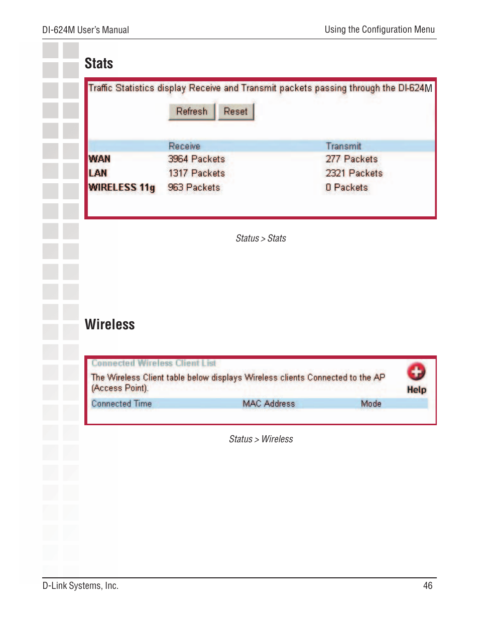 Stats wireless, Stats, Wireless | D-Link DI-624M User Manual | Page 46 / 104