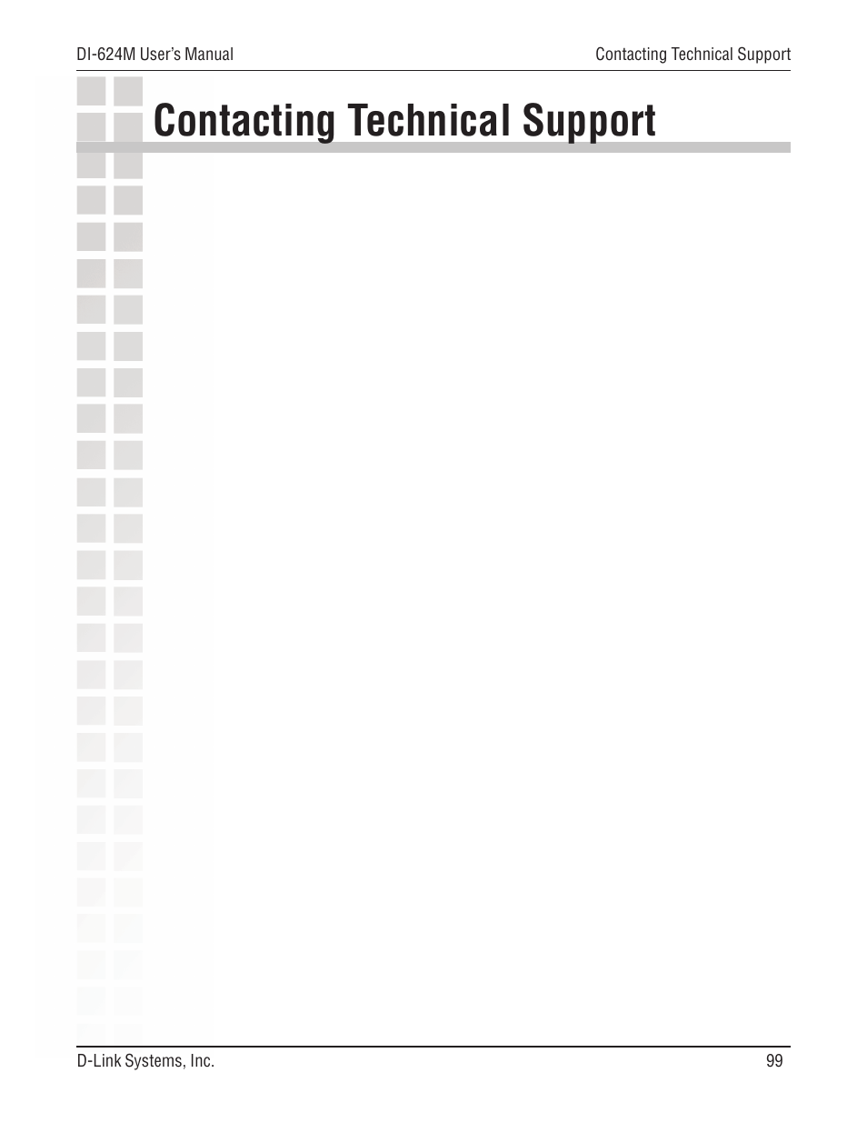 Contacting technical support | D-Link DI-624M User Manual | Page 99 / 104