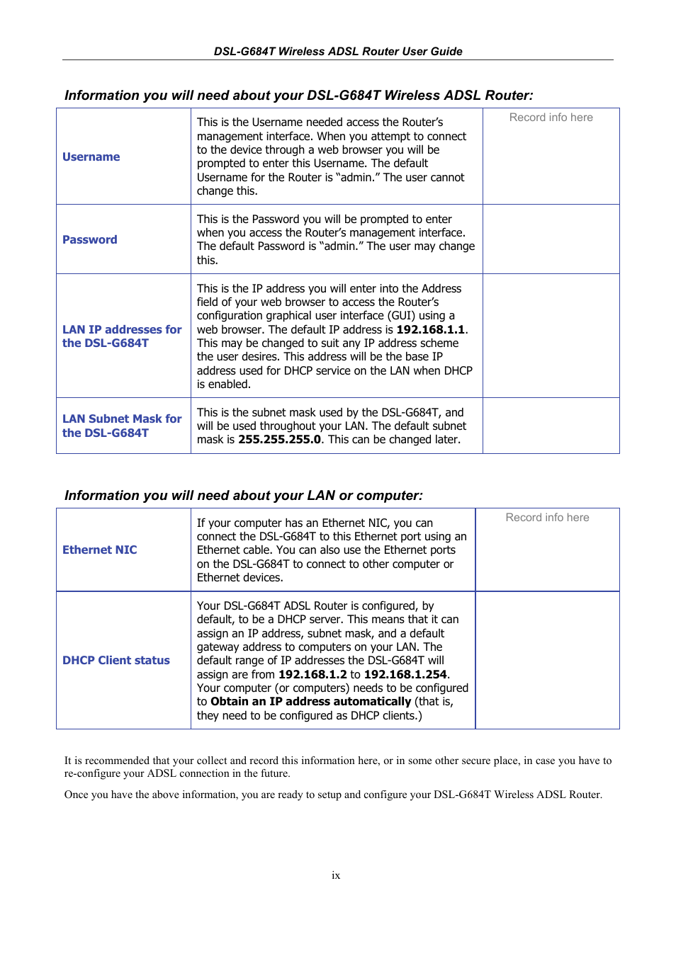 D-Link DSL-G684T User Manual | Page 11 / 121