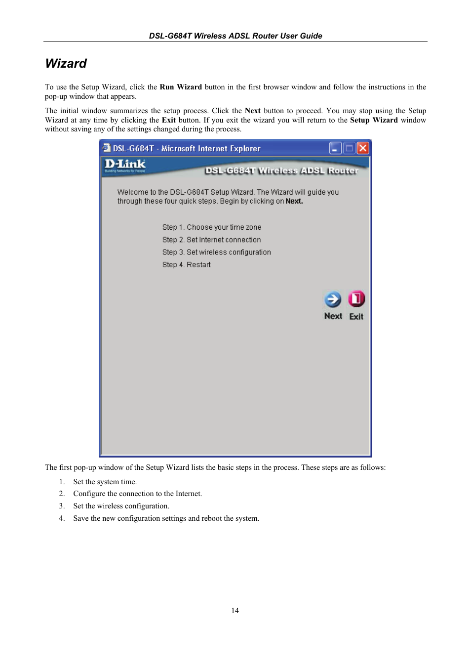 Wizard | D-Link DSL-G684T User Manual | Page 26 / 121